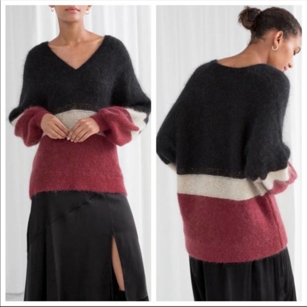 NWOT & Other Stories Color Block Mohair Wool Oversized Sweater